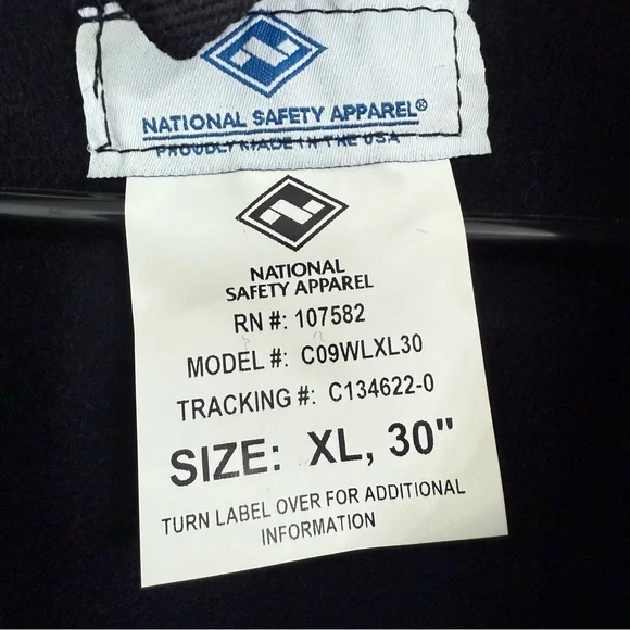 National Safety Apparel Fire/Heat Resistant Navy Wool Welding Coat Snap Men's XL - Picture 5 of 8